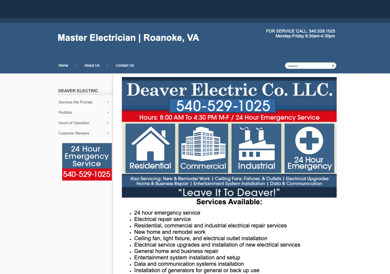 Current website screenshot