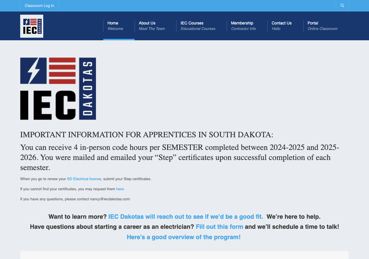 Current website screenshot